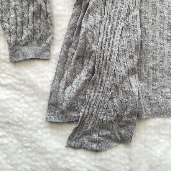 Woman Within Gray Cable Knit Open Cardigan Lightweight Sweater Womens Plus 2X - Picture 6 of 10